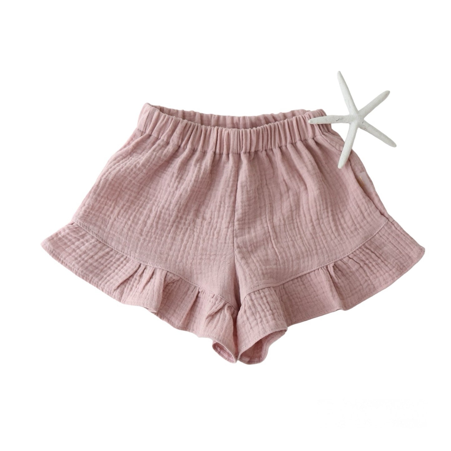 Muslin shorts with a ruffle - NUDE - LAST PAIR