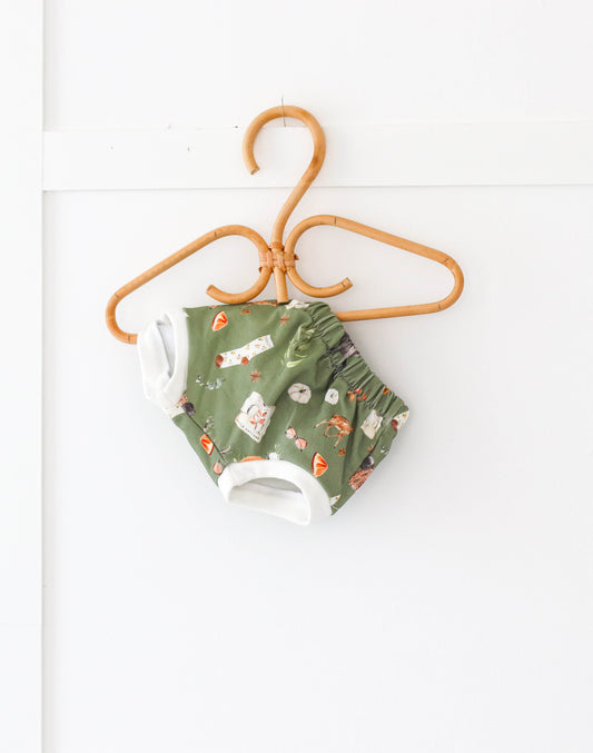 cozy print bummies- 6-9 mths