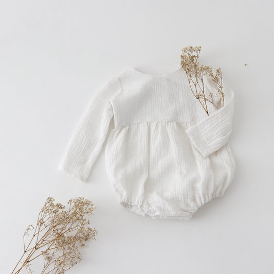 Muslin romper with long sleeves